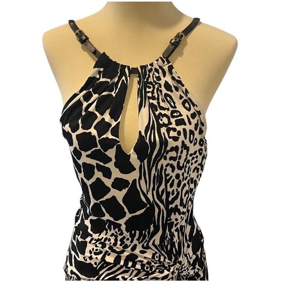CACHE | black & white animal print dress M - Picture 4 of 8